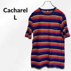 S883【Cacharel レナウン】L　ボーダー Tシャツ　丈長め　ビンテージ