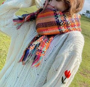 最落解除スタート☆カシミア100％英国”New20☆新作Tartan‐Fabric”tricolore橘朱〇*:..azu00c