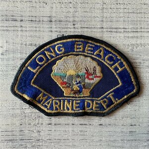 【7.6㎝×12.2㎝】LONG BEACH MARINE DEPT. 刺繍ワッペン■ビンテージ オールド レトロ アメリカ古着 パッチ ロングビーチ