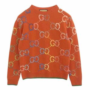 GUCCI グッチ 694774 GG Wool Jacquard Sweater ウール ジャカード セーター オレンジ系 XL【中古】