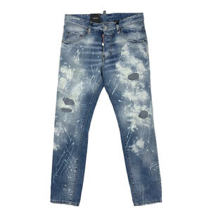 定価96800円◆DSQUARED2◆46サイズ◆美脚デニムパンツ SKATER JEAN◆ウォッシュ＆ダメージ＆ペイント パッチワーク加工 ディースクエアード