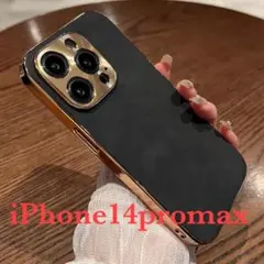 iPhone 14 pro max ケースブラックゴールドレザースマホカバー韓国