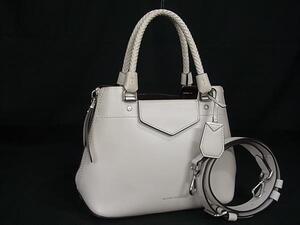 1円 ■美品■ MICHAEL KORS マイケルコース レザー 2WAY ハンドバッグ クロスボディ ショルダーバッグ アイボリー系 BN1113