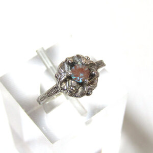 ★Antique design Saphiret glass silver ring (size11)