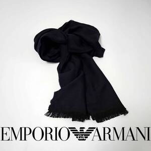 可愛いロゴマフラー コーデネートしやすいサイズ ストール ロゴスカーフ エンポリオアルマーニ EMPORIO ARMANI ネイビーカラー 