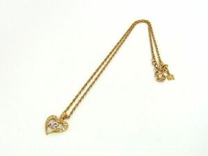 ■美品■ NINA RICCI ニナリッチ ラインストーン ハート ネックレス ペンダント アクセサリー レディース ゴールド系 DD5857