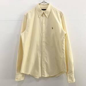 ☆RALPH LAUREN ラルフローレン ストライプ柄 長袖ボタンダウンシャツ イエロー×ホワイト 綿100% サイズ11 【レターパックプラス郵送可】F