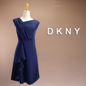 半額セール★新品 DKNY 8/13号 ダナキャラン 紺 ワンピース パーティドレス 結婚式 二次会 披露宴 フォーマル お呼ばれ 通勤 輝45WW2503