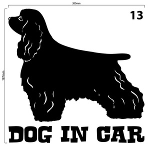 自作カッティングステッカー DOG IN CAR / ドッグインカー パターン 13 197×200mm ネコポス対応可 ステッカー 商品同梱可 新品[S-210]