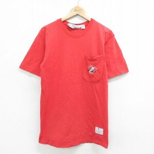 M/古着 半袖 ビンテージ Tシャツ メンズ 00s MLB シンシナティレッズ 胸ポケット付き コットン 赤 レッド メジャーリーグ ベースボール 野