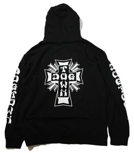 Dogtown Skateboards (ドッグタウン) US パーカー プルオーバー Cross Logo Pullover Hooded Sweatshirt w/ Sleeveprint Black (M)