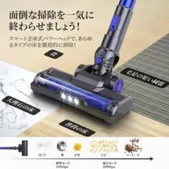 強い吸引力 コードレス掃除機 超軽量 Type-C充電ポート