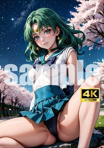 2719【A4写真用紙・高画質】『セーラームーン ネプチューン 海王みちる』セクシー アニメ イラスト 同人 美女 ポスター ファンアート AI