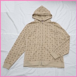 ★美品 HUF/ハフ × ICECREAM/アイスクリーム フルジップパーカー メンズM/ベージュ/総柄/ロゴワッペン/コットン100%&1947000415