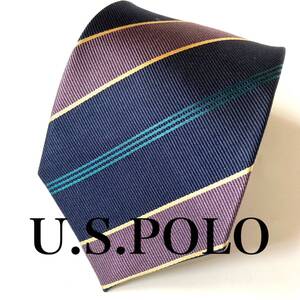 ネクタイ U.S.POLO SILK 日本製　レジメンタル　ストライプ　ビンテージ　ビジネス　即決