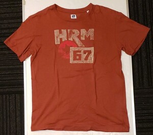 ハリウッドランチマーケット　HRM ボルドー古着風Tシャツ　