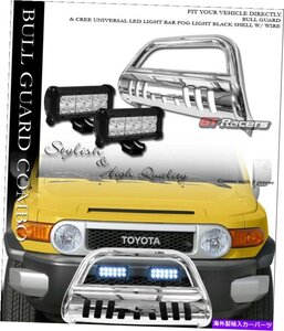 07-14トヨタFJクルーザークロムブルバーバンパーガード+36WクリードフォグライトFor 07-14 Toyota Fj Cruiser Chrome Bull Bar Bumper Gua