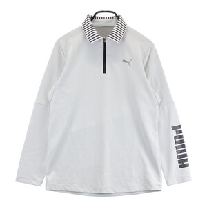 PUMA GOLF プーマゴルフ 2022年モデル ハーフジップ 長袖Tシャツ ボーダー柄 グレー系 M [240101308410] ゴルフウェア メンズ