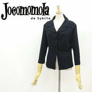 美品◆Jocomomola de Sybilla ホコモモラ デ シビラ ストレッチ 七分袖 カーディガン ジャケット 黒 ブラック 40