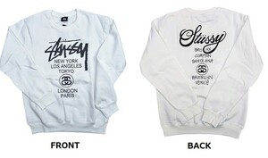 メンズ レディース STUSSY スウェット トレーナー プルオーバー ホワイト XXL カジュアル ストリート 人気 y2k アウター インポート