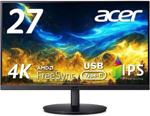 中古 Acer 2023年10月製 27インチ 4K IPS USB HDMI2.0 DisplayPort AMD FreeSync CB272Kbmiprux