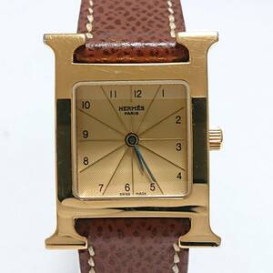 【１円スタート！！】エルメス HERMES HH1.201 Hウォッチ H-WATCH 中古 クオーツ 腕時計 ゴールド文字盤 ①