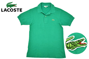 Y-8191★送料無料★美品★CHEMISE LACOSTE シュミーズ ラコステ★80s 90s ヴィンテージ グリーン ワニロゴ刺繍 鹿の子 半袖 ポロシャツ 2