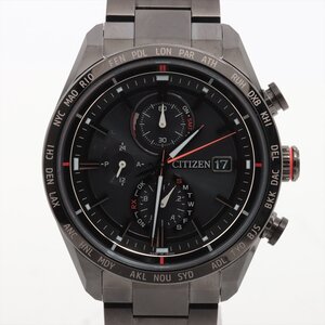 ■ 1円 ～ 正規 中古 美品 定価17.6万■ シチズン CITIZEN ■ アテッサ ブラックチタンシリーズ AT8185-62E ■箱保 ソーラー H800 メンズ