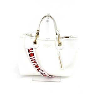 良好◆EMPORIO ARMANI エンポリオアルマーニ MyEA ショッパーディアプリントスモール 2WAYバッグ◆ ホワイト PVC レディース bag 鞄