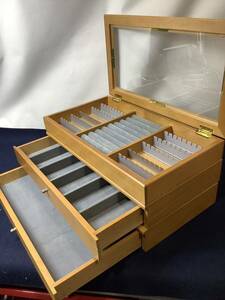 ジュエリーケース アクセサリーボックス ジュエリーボックス 三段 木製 収納ボックス コレクションケース 指輪 ネックレス現状品 MI053108