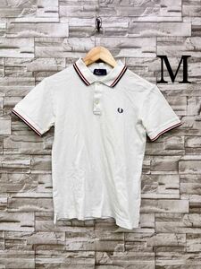 M FRED PERRY フレッドペリー ホワイト ポロシャツ 半袖ポロシャツ 半袖 トップス