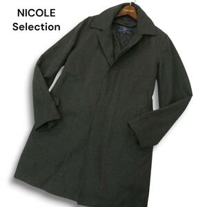 美品★ NICOLE Selection ニコル セレクション 中綿 ライナー★ グレンチェック 比翼 ステンカラー コート Sz.48　メンズ　A4T12491_B#N