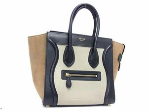 1円 ■美品■ CELINE セリーヌ ラゲージ マイクロショッパー レザー ハンドバッグ トートバッグ レディース ブラック系 AZ1268