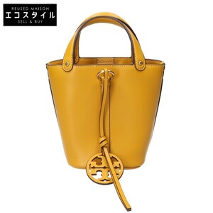 美品/ Tory Burch トリーバーチ バケツ型 レザー 2WAYショルダー ハンドバッグ イエロー レディース