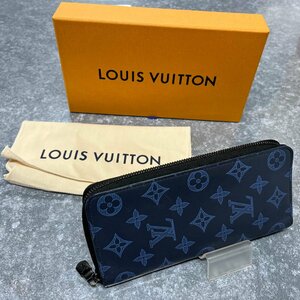 ◎J006 Louis Vuitton ジッピーウォレット・ヴェルティカル M80423 モノグラム・シャドウレザー ルイ・ヴィトン 長財布 ブルー (rt)