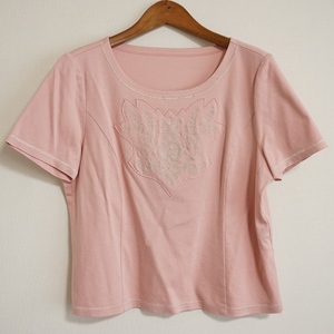 #snc レリアン Leilian カットソー Tシャツ 13+ ピンク系 半袖 柄 大きいサイズ レディース [918433]