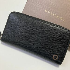 ★BVLGARI ブルガリ マン ジップ 長財布 ブラック メンズ 中古【鑑定済み 本物保証】