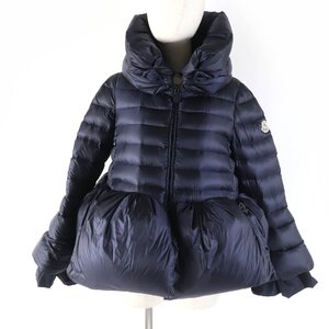 美品☆MONCLER モンクレール sacai サカイ LOEILL 希少 ロゴワッペン付 フリルデザイン ダウンジャケット ネイビー 0 正規品 レディース