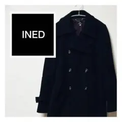 【上品シルエット】イネド　ロングコート　トレンチコート　ウール　黒　サイズ11