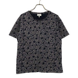 ラコステ キースへリング Keith Haring 総柄 半袖 Tシャツ 38 ネイビー LACOSTE レディース