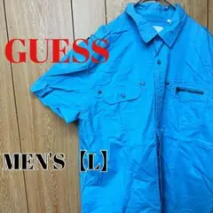 TN130【US輸入】GUESS　半袖シャツ【メンズL】ブルー