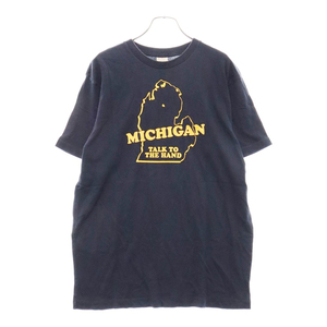 Abercrombie&Fitch アバクロンビーアンドフィッチ MICHIGAN ミシガン プリント クルーネック 半袖Tシャツ カットソー ネイビー/イエロー