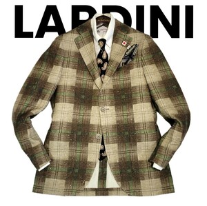 【未使用近】超高級12万 Italy ラルディーニ 春夏麻リネン混 ハンガー付 44 S LARDINI テーラードジャケット スーツネクタイ革靴パンツに◎