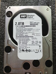 Western digital SATA300 5400 ハードドライブ 内蔵型 HDD 2000GB 　WD20EAR 2TB　冷却ファン付き