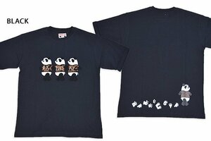 グッドフレンズパンダ半袖Tシャツ◆PANDIESTA JAPAN ブラックMサイズ 554320 パンディエスタジャパン サガラ刺繍 ユニセックス