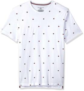 ts-09T3346-121LAIT-XL2 トミーヒルフィガー TOMMY HILFIGER 半袖Ｔシャツ クルーネック ロゴ 総柄 USサイズ ホワイト XL