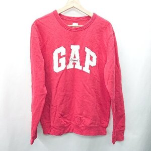 ◇ ⊇ GAP ロゴ刺? 長袖 トレーナー サイズM レッド ホワイト レディース メンズ E