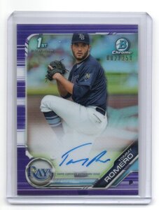 2019 Bowman Chrome Baseball [TOMMY ROMERO] 1st bowman Purple Refractor Chrome Autograph (パープルリフ直筆サイン) Card MLB RC Rays