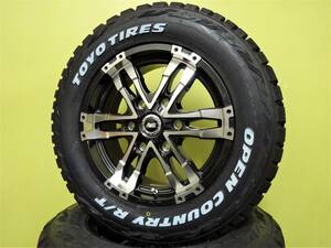 S3520 新品 4本 マッドクロス ウルフ 6.5J +38 黒 ブラック ポリッシュ 215/65R16 オープンカントリー R/T ホワイトレター ハイエース 200