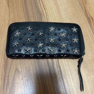 【F】ジミーチュウ JIMMY CHOO 長財布 ラウンドファスナー スター ジャンク品